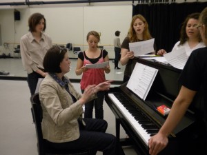 Rehearsal with Tracey Elaine Chessum for the 2010 reading of "The Many Women of Troy"